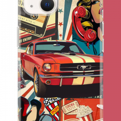 iPhone 15 Uyumlu Retro UV Baskılı Silikon Kılıf