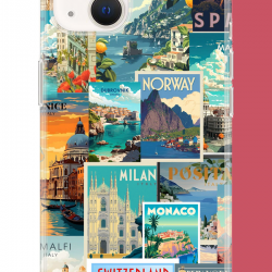 iPhone 15 Uyumlu Kart Postal Kolaj UV Baskılı Silikon Kılıf