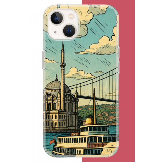 iPhone 15 Uyumlu İstanbul UV Baskılı Silikon Kılıf