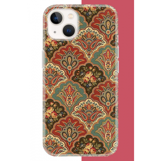 iPhone 15 Uyumlu Çini Motif UV Baskılı Silikon Kılıf