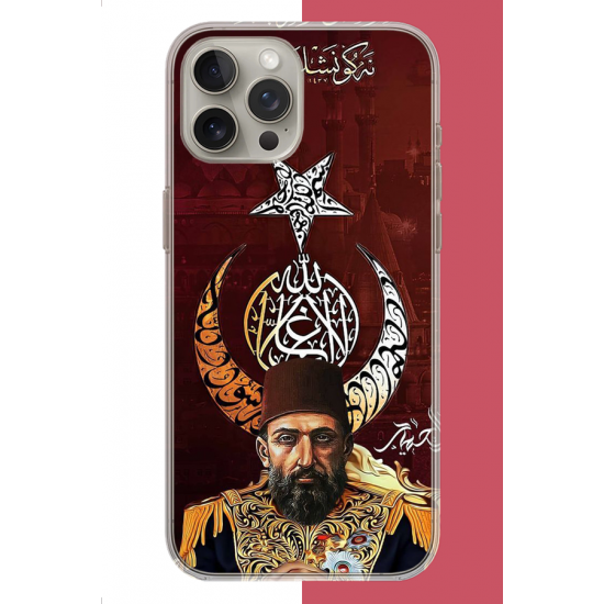 iPhone 15 PRO Uyumlu Abdulhamit UV Baskılı Silikon Kılıf