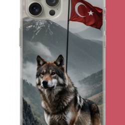 iPhone 15 PRO Uyumlu Ulu Kurt UV Baskılı Silikon Kılıf