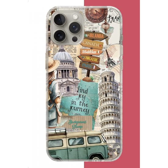 iPhone 15 PRO Uyumlu Travel2 UV Baskılı Silikon Kılıf