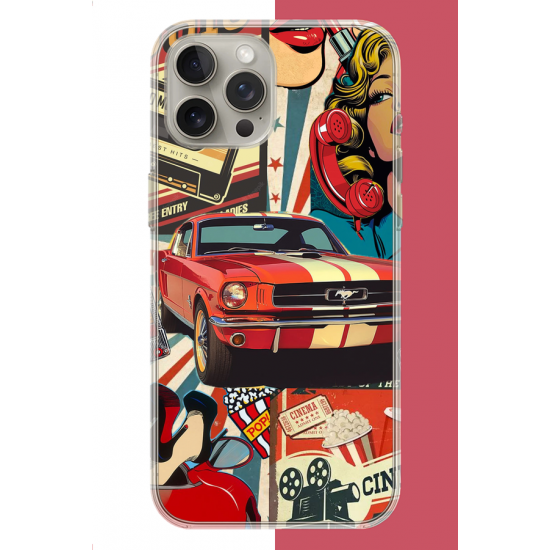 iPhone 15 PRO Uyumlu Retro UV Baskılı Silikon Kılıf