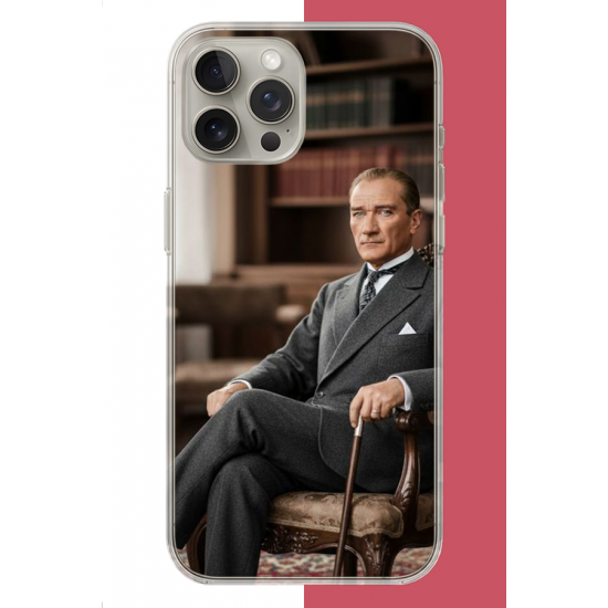 iPhone 15 PRO Uyumlu Atatürk6 UV Baskılı Silikon Kılıf