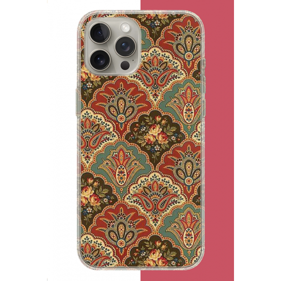 iPhone 15 PRO Uyumlu Çini Motif UV Baskılı Silikon Kılıf