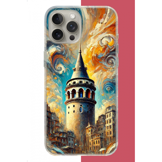 iPhone 15 PRO Uyumlu Galata UV Baskılı Silikon Kılıf