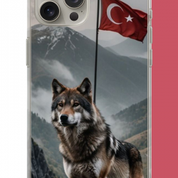 iPhone 15 PRO MAX Uyumlu Ulu Kurt UV Baskılı Silikon Kılıf