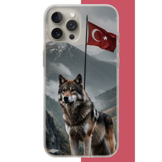 iPhone 15 PRO MAX Uyumlu Ulu Kurt UV Baskılı Silikon Kılıf