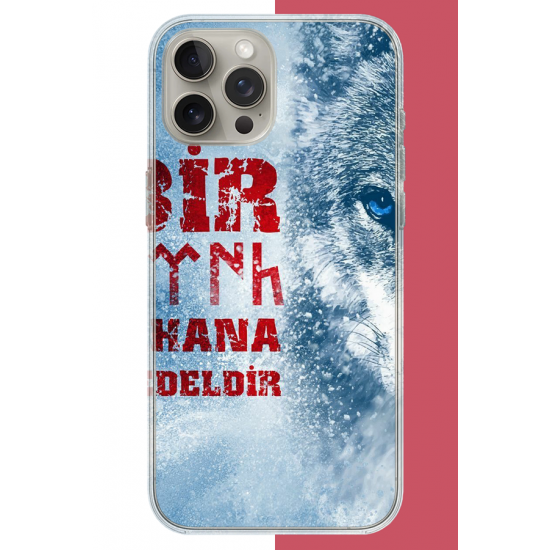 iPhone 15 PRO MAX Uyumlu Ulu Kurt2 UV Baskılı Silikon Kılıf