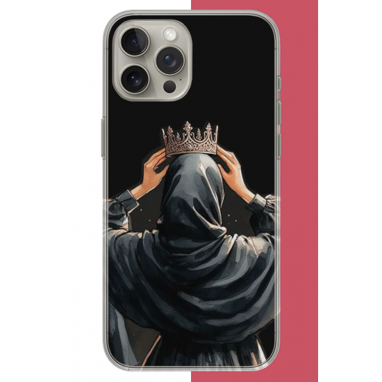 iPhone 15 PRO MAX Uyumlu Taç UV Baskılı Silikon Kılıf