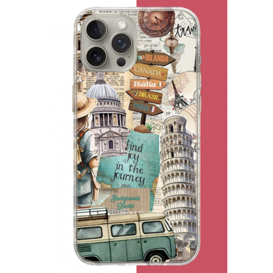 iPhone 15 PRO MAX Uyumlu Travel2 UV Baskılı Silikon Kılıf