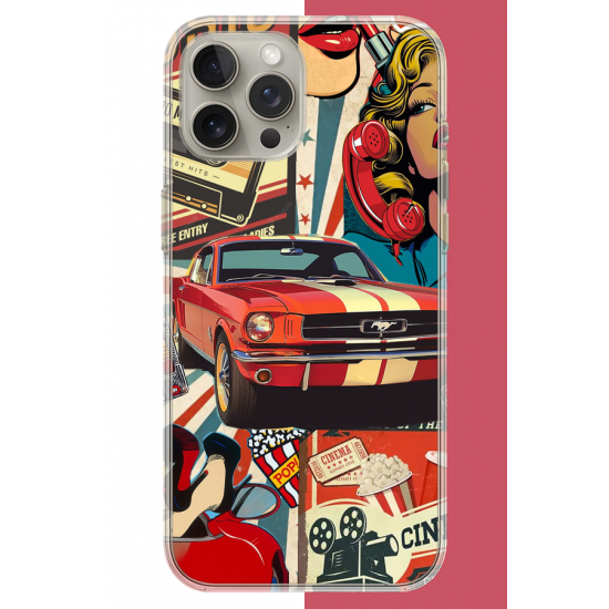 iPhone 15 PRO MAX Uyumlu Retro UV Baskılı Silikon Kılıf