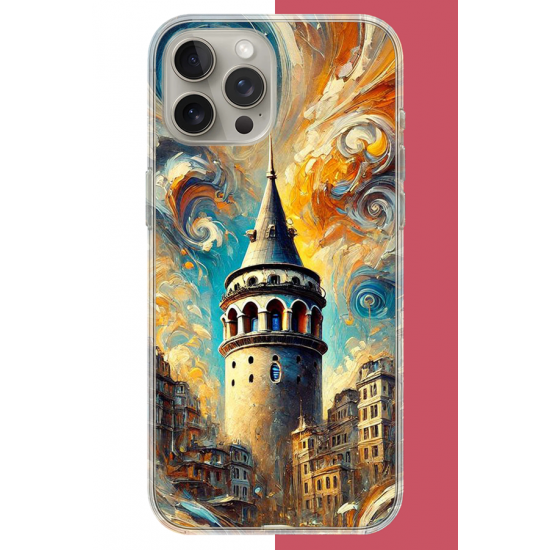 iPhone 15 PRO MAX Uyumlu Galata UV Baskılı Silikon Kılıf