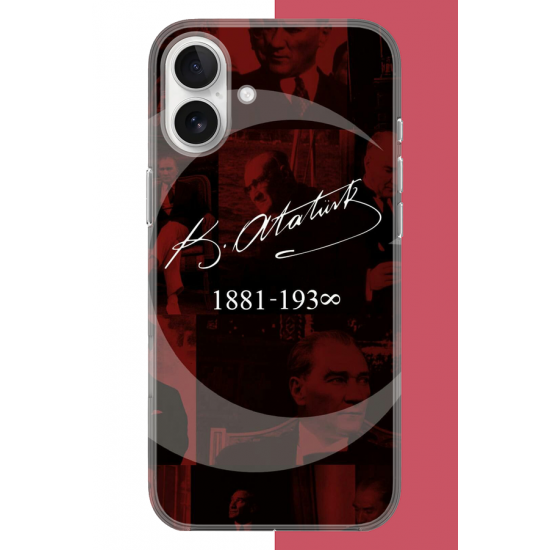 iPhone 16 Uyumlu Atatürk İmza UV Baskılı Silikon Kılıf