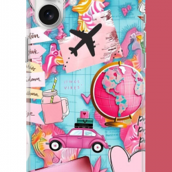 iPhone 16 Uyumlu Travel Kolaj UV Baskılı Silikon Kılıf
