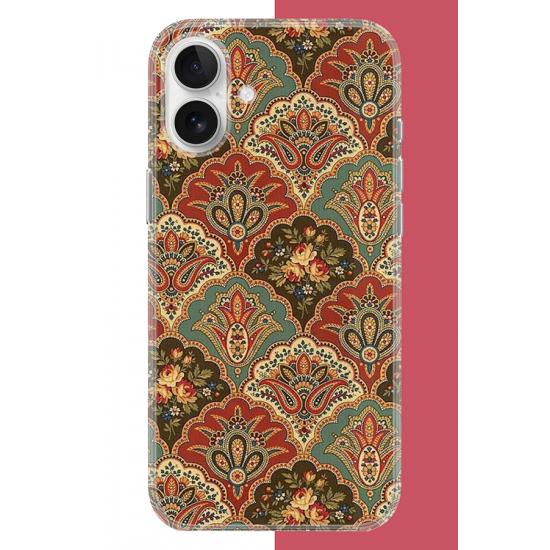 iPhone 16 Uyumlu Çini Motif UV Baskılı Silikon Kılıf
