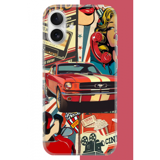 iPhone 17 Uyumlu Retro UV Baskılı Silikon Kılıf