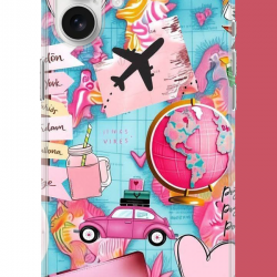 iPhone 17 Uyumlu Travel Kolaj UV Baskılı Silikon Kılıf