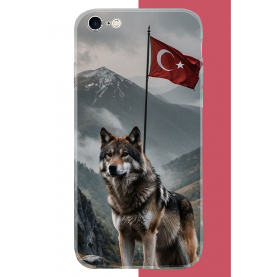 iPhone 6 - 6S Uyumlu Ulu Kurt UV Baskılı Silikon Kılıf