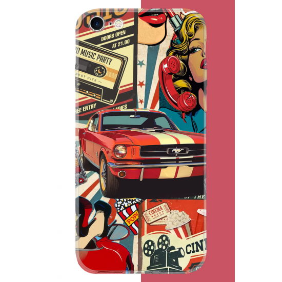 iPhone 6 - 6S Uyumlu Retro UV Baskılı Silikon Kılıf