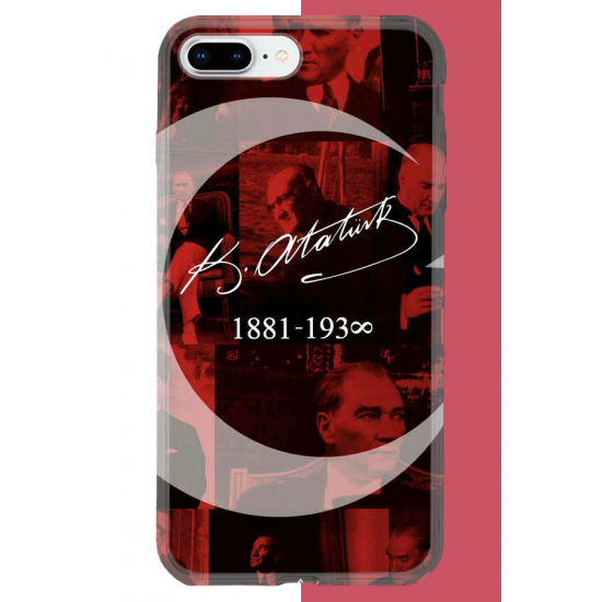 iPhone 7 PLUS-8 PLUS Uyumlu Atatürk İmza UV Baskılı Silikon Kılıf