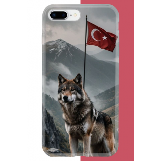 iPhone 7 PLUS-8 PLUS Uyumlu Ulu Kurt UV Baskılı Silikon Kılıf