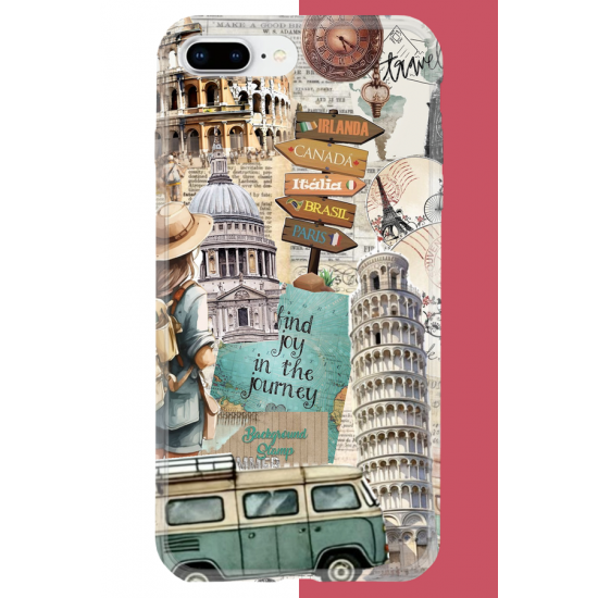 iPhone 7 PLUS-8 PLUS Uyumlu Travel2 UV Baskılı Silikon Kılıf