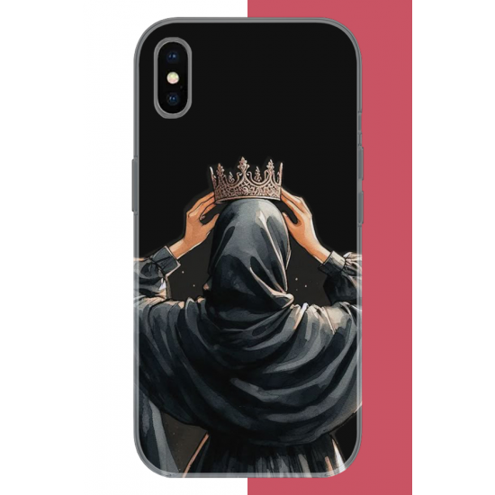 iPhone X-XS Uyumlu Taç UV Baskılı Silikon Kılıf