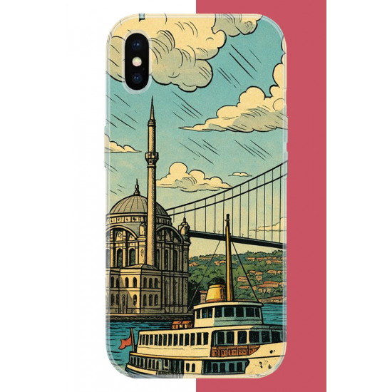 iPhone X-XS Uyumlu İstanbul UV Baskılı Silikon Kılıf