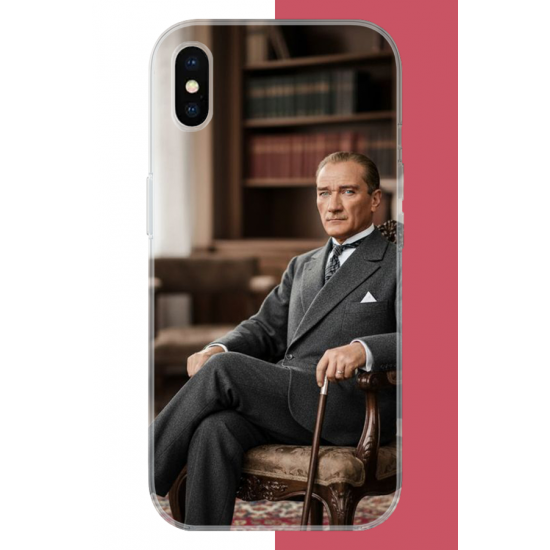 iPhone X-XS Uyumlu Atatürk6 UV Baskılı Silikon Kılıf