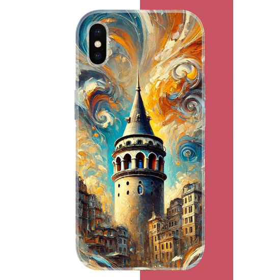 iPhone X-XS Uyumlu Galata UV Baskılı Silikon Kılıf