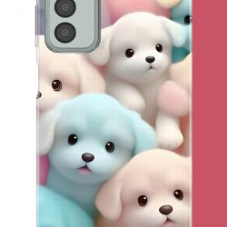 Samsung Galaxy M13-M23 Uyumlu sevimli renkli köpek UV Baskılı Silikon Kılıf