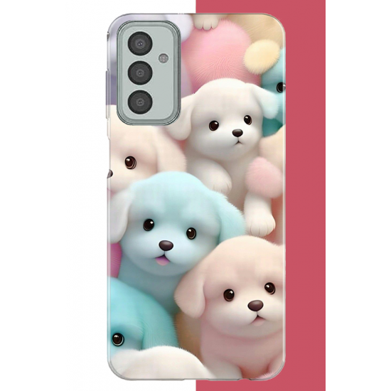Samsung Galaxy M13-M23 Uyumlu sevimli renkli köpek UV Baskılı Silikon Kılıf