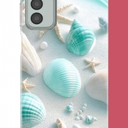 Samsung Galaxy M13-M23 Uyumlu turkuaz deniz kabuğu UV Baskılı Silikon Kılıf