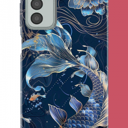 Samsung Galaxy M13-M23 Uyumlu mavi yüzen balık UV Baskılı Silikon Kılıf