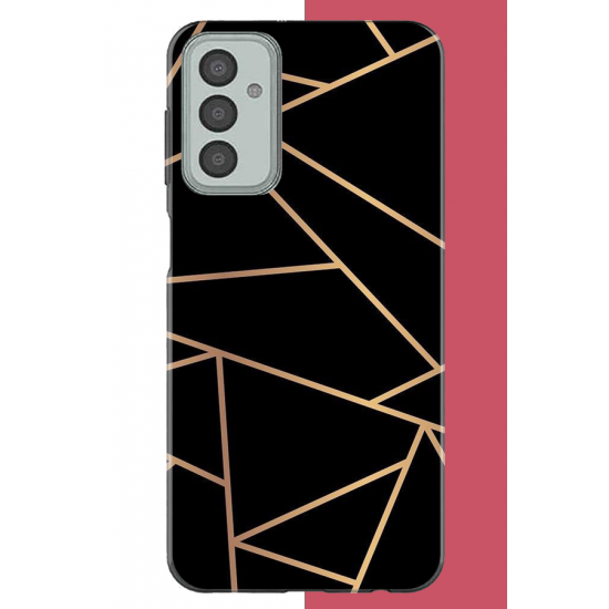 Samsung Galaxy M13-M23 Uyumlu altın diyagonal çizgi UV Baskılı Silikon Kılıf