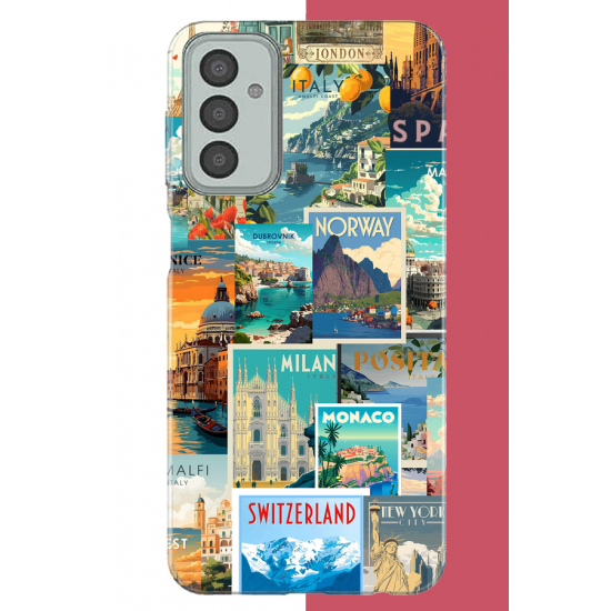 Samsung Galaxy M13-M23 Uyumlu Kart Postal Kolaj UV Baskılı Silikon Kılıf