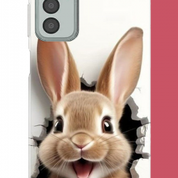 Samsung Galaxy M13-M23 Uyumlu mutlu tavşan UV Baskılı Silikon Kılıf