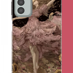 Samsung Galaxy M13-M23 Uyumlu pembe elbiseli kadın UV Baskılı Silikon Kılıf