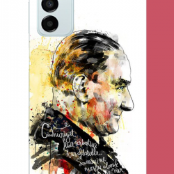 Samsung Galaxy M14 Uyumlu sulu boya atatürk UV Baskılı Silikon Kılıf
