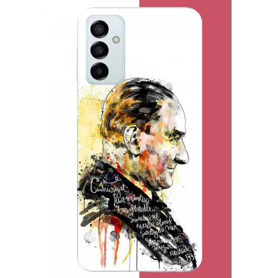 Samsung Galaxy M14 Uyumlu sulu boya atatürk UV Baskılı Silikon Kılıf Samsung Galaxy M14 Uyumlu sulu boya atatürk UV Baskılı Silikon Kılıf