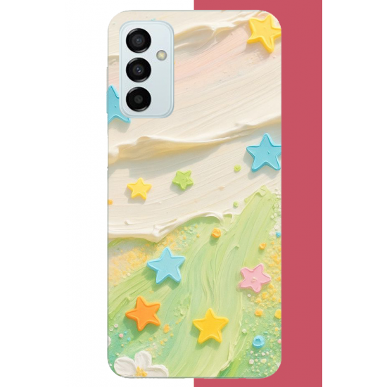 Samsung Galaxy M14 Uyumlu tuvalde renkli yıldız UV Baskılı Silikon Kılıf