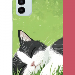 Samsung Galaxy M14 Uyumlu uyuyan kedi UV Baskılı Silikon Kılıf