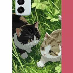 Samsung Galaxy M14 Uyumlu yavru kediler UV Baskılı Silikon Kılıf
