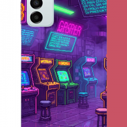 Samsung Galaxy M14 Uyumlu Cyberpunk neon arcade UV Baskılı Silikon Kılıf