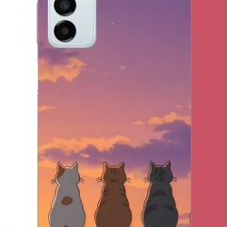 Samsung Galaxy M14 Uyumlu duvardaki kediler UV Baskılı Silikon Kılıf
