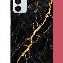 Samsung Galaxy M14 Uyumlu altın diyagonal UV Baskılı Silikon Kılıf