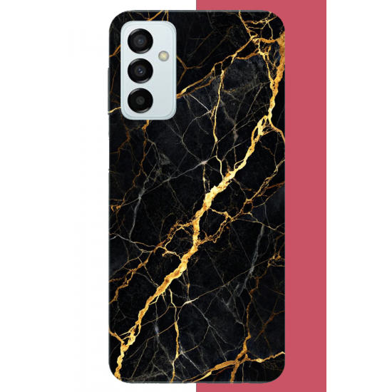 Samsung Galaxy M14 Uyumlu altın diyagonal UV Baskılı Silikon Kılıf