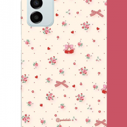Samsung Galaxy M14 Uyumlu kırmızı kalpli pattern UV Baskılı Silikon Kılıf